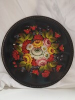 Hatalmas, festett, orosz fém tálca - 40,5 cm