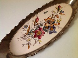 HATALMAS VILLEROY & BOCH FÉMKERETES FAJANSZTÁLCA  65 x 22 CM.