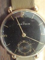 Nagyméretű Swiss Watch Marvin 14k Gold, Arany Karóra,Óra,Gyári Dobozában. 40 mm.