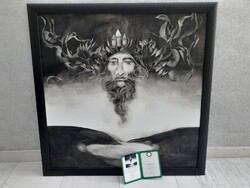 1,-Ft Szász Endre: Férfi portré olajfestmény nagyméretű 80 cm x 80 cm