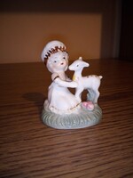 Lefton kínai porcelán lány őzzel, gidával. Hibátlan.