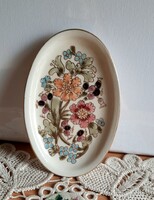 Zsolnay porcelán tálka / gyűrűtartó tál, virágmintás dekorral., vitrin állapot, teljesen hibátlan