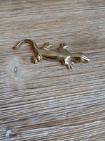 Szép régi ezüstözött gyík szobor (10x3,7 cm)