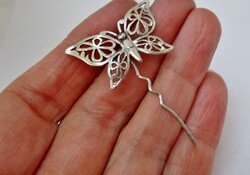 Szépséges régi  ezüst pillangó  bross, kitűző