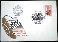 F3477 / 1981 Élelmezési Világnap bélyeg FDC-n