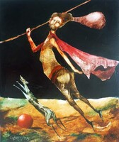 Győrfi András - Repüljünk kiskutyám 60 x 50 cm olaj, vászon