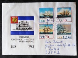 NDl3198-201 / Németország- NDK 1988 Vitorlások bélyegsor FDC borítékos levélen