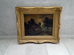 Magyar-Mannheimer Gusztáv festménye gyönyörű antik blondell keretben