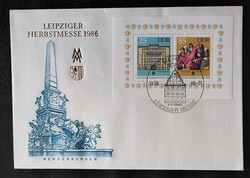 NDfb85 / Németország- NDK 1986 Lipcsei Őszi Vásár blokk FDC-n