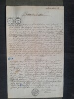 1868. Igazolás, okmánybélyegekkel