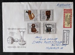 NDl3226-9 / Németország- NDK 1989 Történelmi telefonok bélyegsor ajánlott FDC borítékos levélen