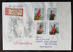 NDl3149-52 / Németország- NDK 1988 Broméliák bélyegsor ajánlott FDC borítékos levélen