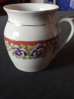 Porcelán hasas csésze árvácskás hibátlan