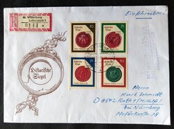 NDl3156-9 / Németország- NDK 1988 Történelmi pecsétek bélyegsor ajánlott FDC borítékos levélen