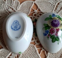 Herendi porcelán tojás alakú ékszertartó, bonbonier jubileumi pecsétes jelzéssel.