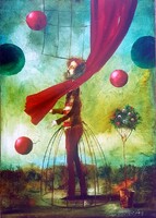 Győrfi András - A színész élete a függöny előtt 50 x 70 cm olaj, vászon