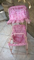 Játék babakocsi pink szín, összecsukható, mosható  83x43x27 cm