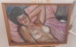 (K) Szathmáry Irma szép akt festmény 72x50 cm kerettel