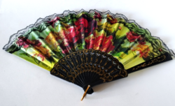 VINTAGE CSIPKE SZÉLŰ VIRÁG MINTÁS LEGYEZŐ