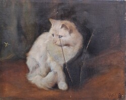 Heyer Artúr (1872-1931) : Fehér macska, restaurálandó