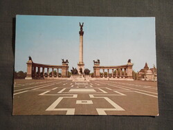 Képeslap,Budapest,Hősök tere,Millenniumi emlékmű,városi látkép,részlet,1972-