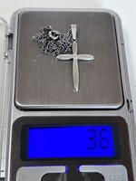 Antik ezüst Kereszt medál jelölt(835) jelölt ezüst láncon