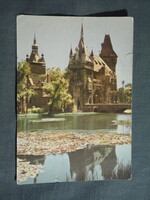 Képeslap,Budapest,Városliget,Vajdahunyad vár,múzeum látkép,részlet,1965-