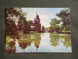 Képeslap,Budapest,Városliget,Vajdahunyad vár,múzeum látkép,részlet,1972-