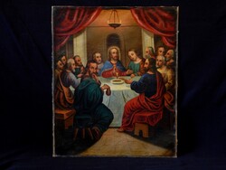 Ismeretlen festő "Az utolsó vacsora"  50x70 cm-es biedermeier olajfestménye, keret nélkül