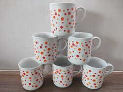 Retro lengyel - Wawel, színes pöttyös porcelán bögrék