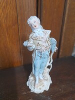 Alt Német,Germany Volkstedt Triebner Ens & Eckert 1877-1894 Porcelán Barokk Úrfi Figurával.11.5 cm.