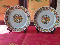 Alföldi porcelán dísztányérok ritka színvilágú népi motívummal -  Hibátlan