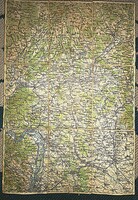 Budapest - Losonc régi térkép (vászonra kasírozva) M.Kir. Térképező Intézet 39x56 cm