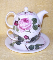 Angol porcelán rózsás teás szett Roy Kirkham