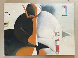 HÁZMÁN FERENC (1946-2005) ÜLŐ FIGURA, MODERN KÉPCSARNOKOS, JELZETT, OLAJ, VÁSZON FESTMÉNY 60 X 80 CM