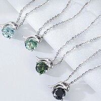 Delfines 1 CT Moissanite Gyémánt Köves Nyaklánc Medál 925 Tiszta Ezüst 4 Színben Ajándékdobozban Új!
