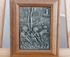 (FBL4) Remek ón falikép dombor kép 17x21 cm kerettel