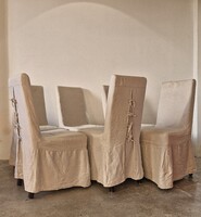 6 darab étkezőszék levehető, lenvászon huzattal