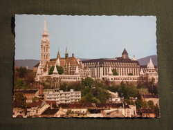 Képeslap,Budapest,Mátyás templom,Halászbástya,Hilton szálló,városi látkép,részlet, 1988-
