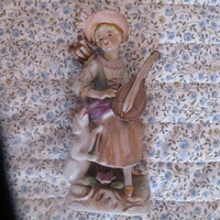 Zenész leány figura Japán porcelán