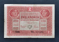 2 Korona 1917, VF. Felülbélyegzés nélkül.