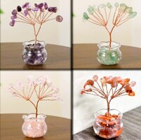 Természetes Kristálykvarc Fa Készlet Ametiszt Aventurin Rózsakvarc Ónix Ásványok Új!