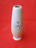 Retro Aquincumi porcelán váza "Balatoni emlék" 19 cm.