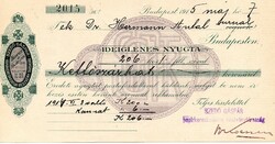 Régi számla, nyugta: Szedő Gáspár Budapest 1915.