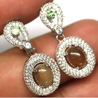 Valodi Fekete opal tsavorit Gránát 925 Ezust Fülbevalò