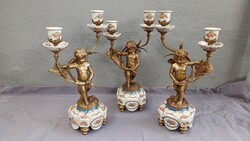 Antik Bronz Puttós Figurális Gyertyatartó
