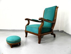 Eredeti antik bécsi biedermeier fotel lábtartóval