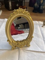 Oval decorative, rose-colored table mirror 23*15.5 Cm.