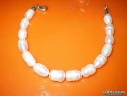 Legjobb ár! EZÜST nagy szemü TENYÉSZTETT-GYÖNGY karkötő
