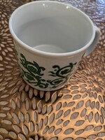 Zsolnay porcelán  bögre, zöld mintás, ritka darab, 70-es évek